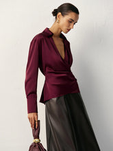 Wrap V-Neck Satin Shirt
